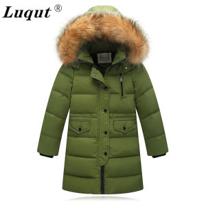 LUQUTCR -30 Degrees Warm Down Jacket For Girls Fox Fur Kids Winter Jacket 3-13 Years Teenagers Coat Children Boys Outerwear