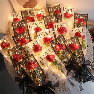 20Pcs Lot Single Rose Flower Packaging Bag Gift Wrapping Paper Wedding Floral Package Supplies Transparent Single Bag
