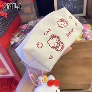 Amila thêu túi bút chì hoạt hình cô gái dễ thương Hộp văn phòng phẩm văn phòng phẩm học sinh sức chứa lớn Túi lưu trữ giá trị cao