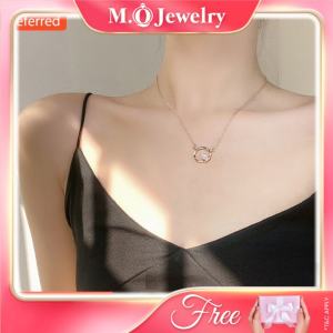 MQ Pearl Necklace Women Rantai Leher Perempuan Murah 项链女简约圆圈项链气质珍珠颈链闺蜜项链锁骨链S925
