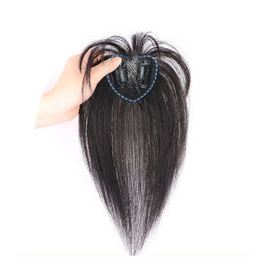 4*6/5*5-25cm 100% Human Hair Piece 3D With Bangs Hair Topper Hair Replacement Cover White Hair Breathable And Lightweight Wig Increase Hair Volume For Woman