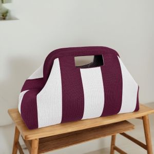New Colorful Striped Knit Handbag Woven Cloud Style Tote Bag Versatile Large Capacity Portable Cosmetic Storage Handbag