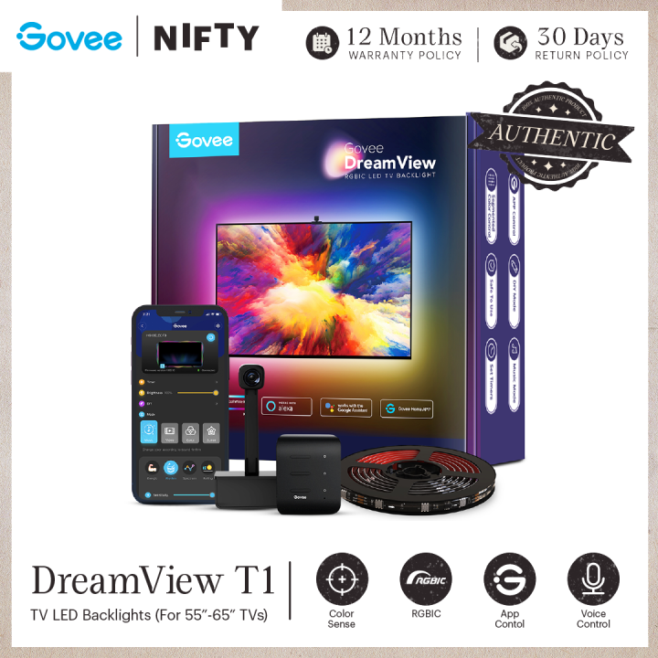 Govee DreamView T1 TV LED Backlights with Camera, for 55-65 inches TV ...
