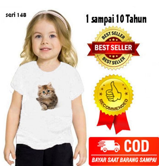 kaos anak perempuan led usia 1 10 tahun