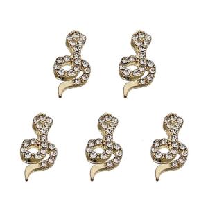5 Pcs 3D Snake Nails Art Rhinestones Snake Shape Nails Charms Nails Art Decorations Snake Nails Art Charms for Woman