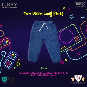 [TOMS] LIBBY (1pcs) Tom Long Denim Earth Celana Panjang Katun Polos Bayi & Anak Laki-laki Usia 9 Bulan - 12Tahun