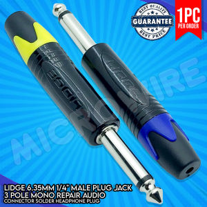 MW LIDGE 6.35mm (1/4") 3-Pole Mono Male Plug – Solder-Type Audio Connector for Headphone Repair