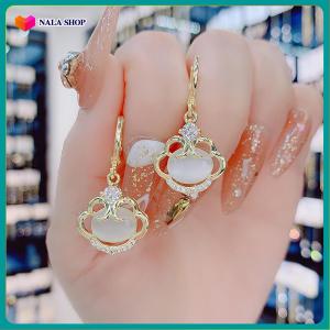 Bông tai nữ thanh lịch lấp lánh - bong tai nữ kiểu vàng 18k bong tai bông tai cute giá rẻ bong tai nữ kiểu bạc khuyên tai nữ sang chảnh VN275 bông tai nữ dài bong tai dài đính đá BSTKL - [NaLa Shop]