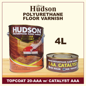 Hudson Polyurethane Floor Varnish Topcoat / Sealer 4 Liters with Catalyst PU Top Coat Wood Cabinet