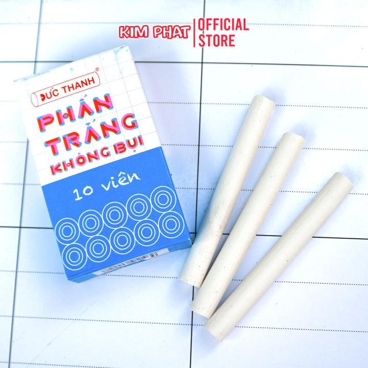 Hộp 10 Viên Phấn viết bảng màu trắng không bụi Đức Thanh Hộp Xanh ...