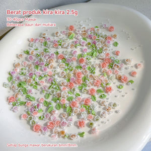 Aksesoris Kuku Bunga Mawar Bahan Resin Bunga Berwarna Pink Dan Mutiara Untuk Nail Art 30-40Pcs