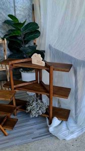 ชั้นวางของ ชั้นสอด ชั้นวางต้นไม้ ชั้นไม้สัก ขนาด 12.5 ยาว 50 สูง 45 แต่ละชั้นสูง 16 เซนติเมตร