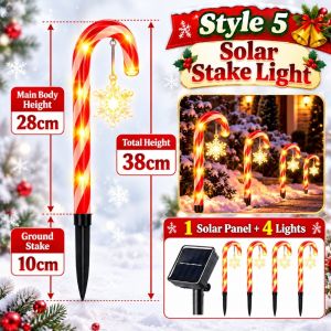 SG Ready Stock 4PCS Solar Fairy Lights Christmas Candy Cane LED Outdoor Garden Yard Pathway Stake Light Xmas Decor