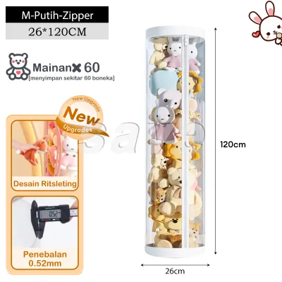 SaveMall Ember Penyimpanan Boneka Anak dengan Tempat Mainan Lucu Transparan Kotak Hadiah Organizer Anti Debu