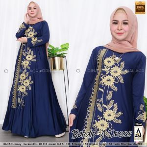 Abaya Terbaru Hidayah Bahan Jersey Livina Motif Bordir Size L/XL/XXL LD 100 110 120 BajuDress Muslim