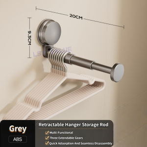 [SG Stock]Suction cup escopic hanger No punching towel rack Detachable hanger Multifunctional towel rack Bathroom towel storage rack