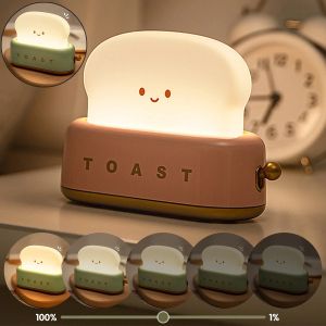 Bread Maker Night Light USB Rechargeable Stepless Dimming LED Table Lamp for Bedside Childrens Bedroom Creative Night Lamp Desktop Decor