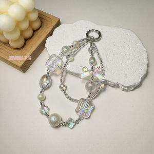 Original high-end double-layer crystal transparent bead handmade bead phone chain keychain