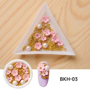 1 Kotak Hiasan Kuku Aksesoris Nail Art Mix Shell Bunga Manik Berlian Imitasi 3D Payet DIY Nail Art Dekorasi