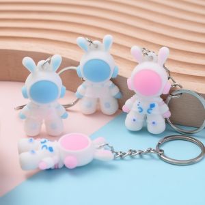 5PCS Cute Astronaut Space Rabbit Keychain 3D Doll Pendant for Couple Backpack Bag Decoration Gift