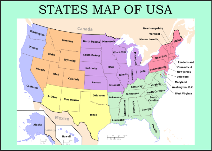 USA Map of States Waterproof A4 Laminated Chart | Lazada PH