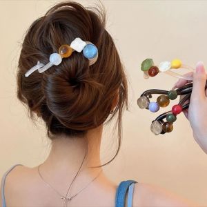 Elegant Colorful Hairgrip for Women Girls Vintage Geometric Twist Clip Hairpin Hair Clip Hair Accessories
