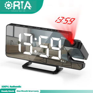 【Upgraded】ORIA Projection Alarm Clock for Bedroom Dual Digital Clock Adjustable Brightness 7.5" Large Screen 12/24H Format Desk Clock with 180° Projector Snooze Function for Office Home Elders Senior