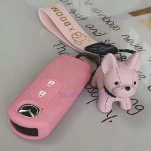 ปลอกกุญเเจ ชุดพวงกุญเเจ รถ Mazda  For Smart Key  ชุดสีชมพู รีโมทรถ Mazda2 / Mazda3 / CX5