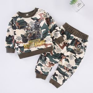 KID FASHION Setelan Anak Laki Laki Lengan Panjang Motif Army Sablon PUBG Battle Ground Babyterry 1-4 Tahun