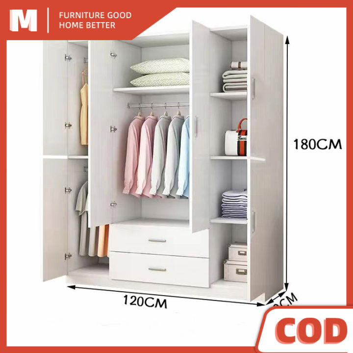 Wardrobe Wooden 6 Doors White MultiFunctional Wardrobe Clothes