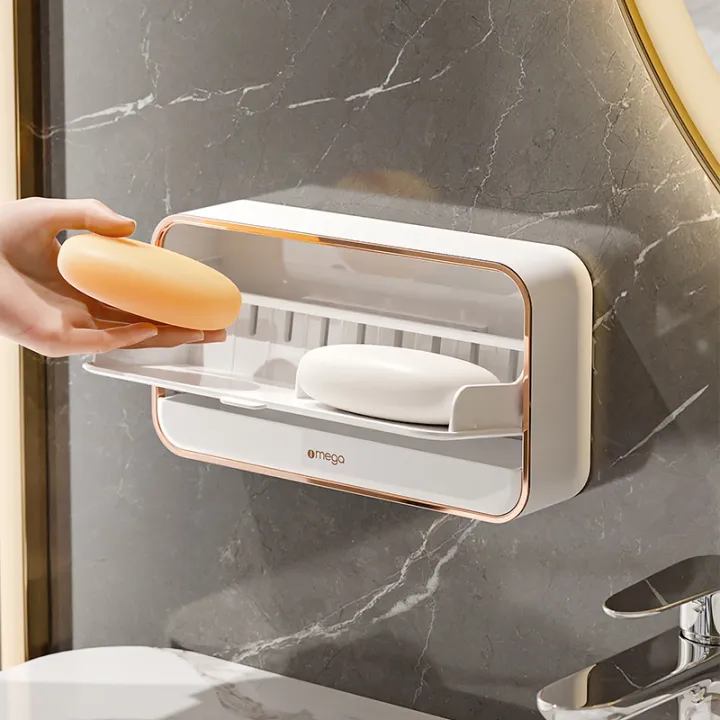 Light%20Luxury%20Wall-mounted%20Soap%20Dish%20Punch-free%20Double%20Drainage%20Bathroom%20Storage%20Soap%20Box%20Shelf%20-%20Image%203