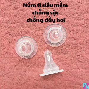 Combo 3 cái núm vú Mirai núm ti size + dùng cho bình sữa cổ hẹp núm vú siêu mềm chống sặc chống đầy hơi (không BPA) set 3 cái núm silicone