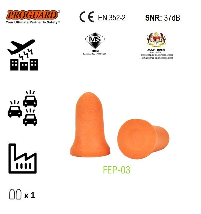Magid IHP32RF Disposable Foam Earplugs - NRR 32, Fluorescent Orange, Uncorded, Case Of 500 Pairs, One Size Fits All