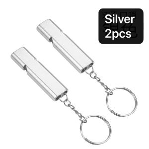 Double Tube High Volume Aluminum Alloy Whistle Outdoor Camping Emergency High Frequency Coreless Survival Whistle