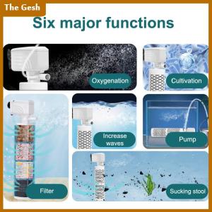 [The Gesh] 3 In 1 Aquarium Filter Pump Silent Fish Tank Submersible Air Oxygen Aerator Aquarium Air Pump Water Changer Pump Wave Maker