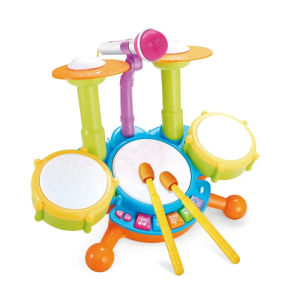 Jazz Drum Toy Plastic Musical Instrument Electronic Organ Drum Set Music Kids Toys with Microphone Light Childrens Day Gifts