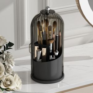 Giá đựng cọ trang điểm GAXmi có nắp thiết kế xoay để sắp xếp mỹ phẩm màu đen-xám. Có thể xoay 360 độ chống thấm nước chống bụi chống ẩm.