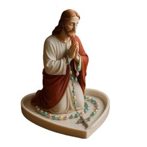 Artistic Holy Mother Father Statue Rosary Holder Resins Catholic Keepsakes For Spiritual Reflection And Storage