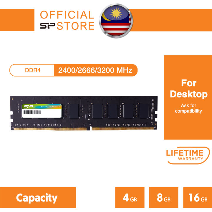 Silicon Power DDR4 2400/2666/3200 Mhz U-DIMM 4GB/8GB/16GB Desktop