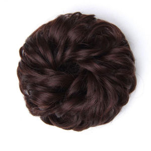 YOUYO Natural Brown Rubber Band Curly Drawstring Hairpieces Messy Hair Donut Bun Synthetic hair Elastic Band Curly Chignon