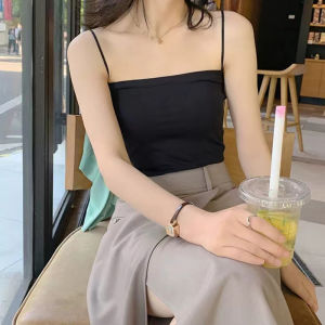 6 colors Summer Ice Silk Sling Camisole With Bra Padding Women Singlet Top Seamless Suspender Stretchable Camisole