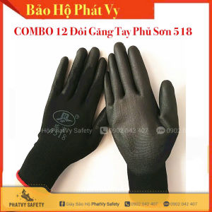 COMBO 12 ĐÔI Găng Tay Lao Động Phủ Sơn Đen 518 Giá Rẻ Găng Tay Tráng Sơn Đen Găng Tay Chống Trơn TrượtGăng tay bảo hộ giá rẻ