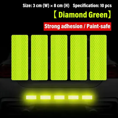 10pcs Pelekat Reflektif Car Bumper car reflective sticker Reflective Warning Strip Tape Secure Reflector Stickers Decals Safety Warning 3*8CM