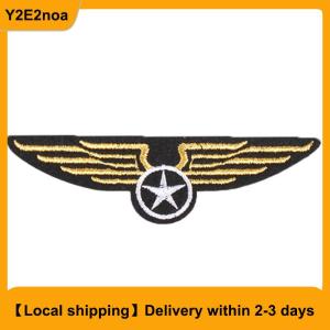 【Local shipping】 Flying Jacket Badge Golden Wings  Hook Loop Patch Mini Eagle Morale Emblem Chest Cloth Sticker for Men Pilot Suit DIY