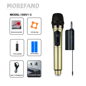 Rechargeable Wireless Karaoke Microphone Handheld Mic Dual UHF Portable Microphone clear sound Good sound quality