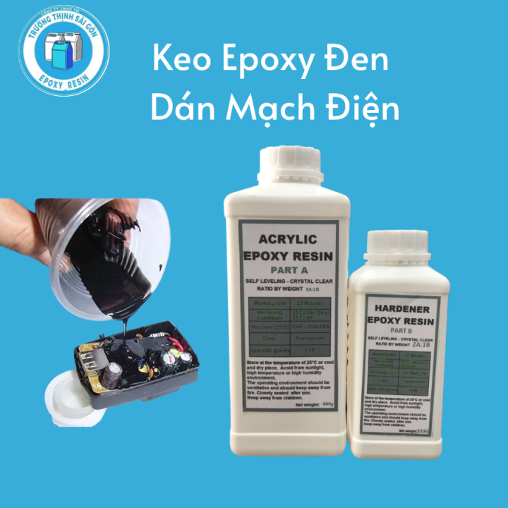 Keo Epoxy Màu Đen Đổ Phủ Bo Mạch Điện Cách Điện, Cách Nhiệt Chống Oxi ...