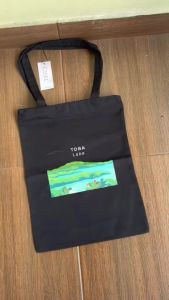 CISEL Black Tote Bag Thick Canvas Bag Large for City Use and Indonesian Tourism Cute Adorable Aesthetic Design Size 30x40 Cisel Collection.