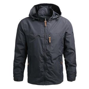 Windbreaker Men Tactical Jacket Waterproof Outdoor Hooded Coat Sports Field Climbing Thin Outwear