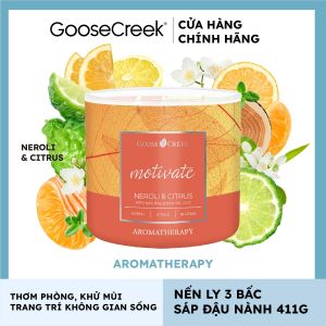 Nến ly 3 bấc sáp đậu nành Aromatherapy Goose Creek (411g) - Neroli & Citrus