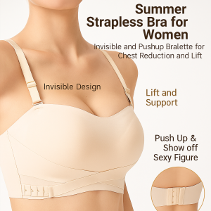 Strapless Bra Seamless Push-Up Bra Anti Slip Small Breasts Gathering Bra Wireless Comfortable And Breathable Underwear